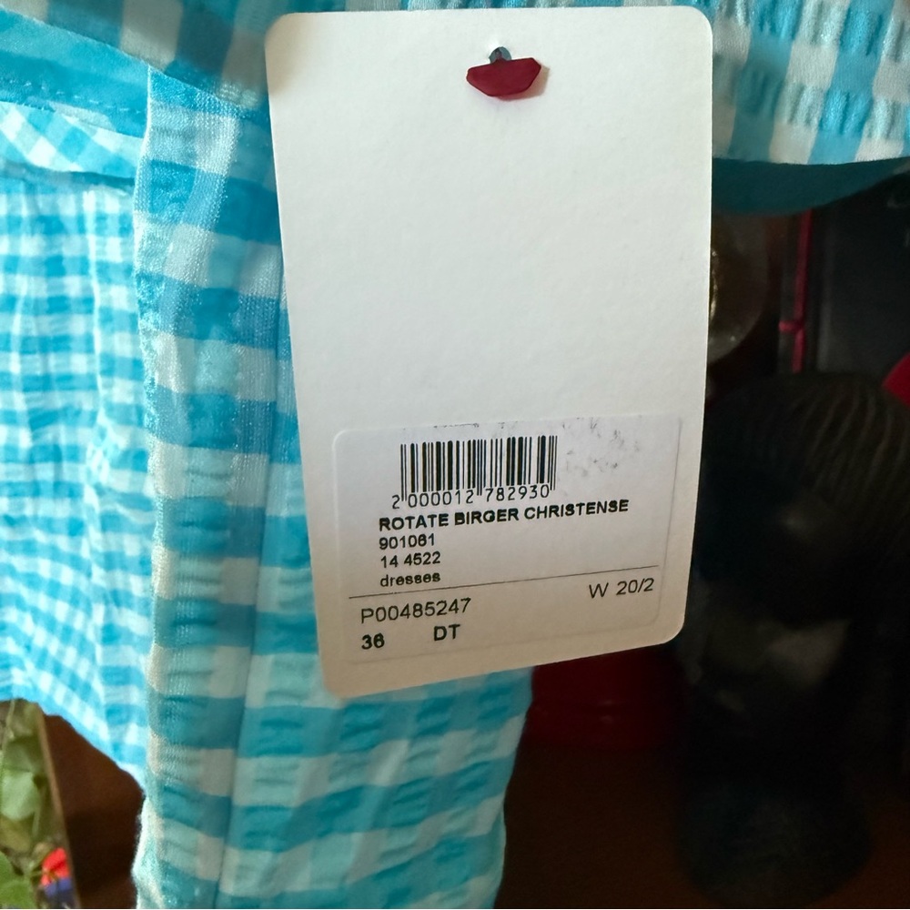 Rotate - Birger Christensen Johanna Gingham Minidress In Blue - size 36 0 - Picture 8 of 10